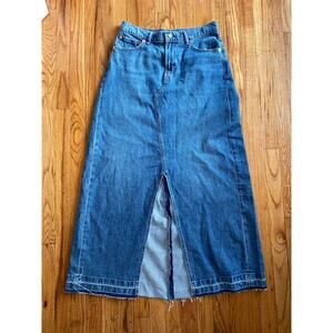 Gap raw hem denim maxi skirt front slit size 12 tall
